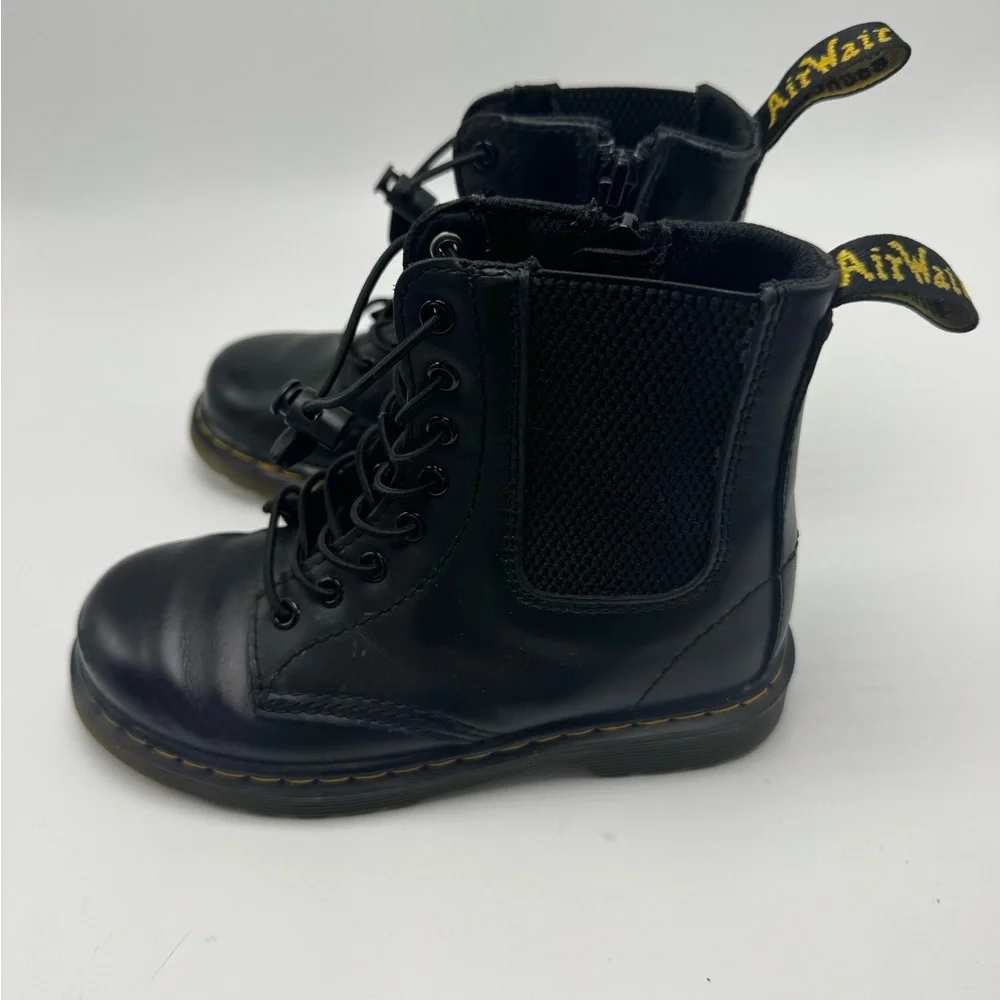 Dr. Martens Junior 1460 Harper Girls Size 11 Black Lace Up Boots Side Zip Combat